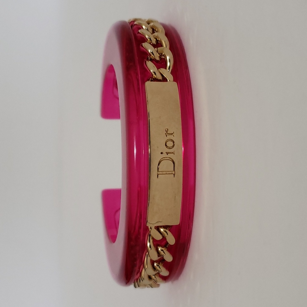 Rare Vintage Dior Chain Lucite Cuff Bracelet